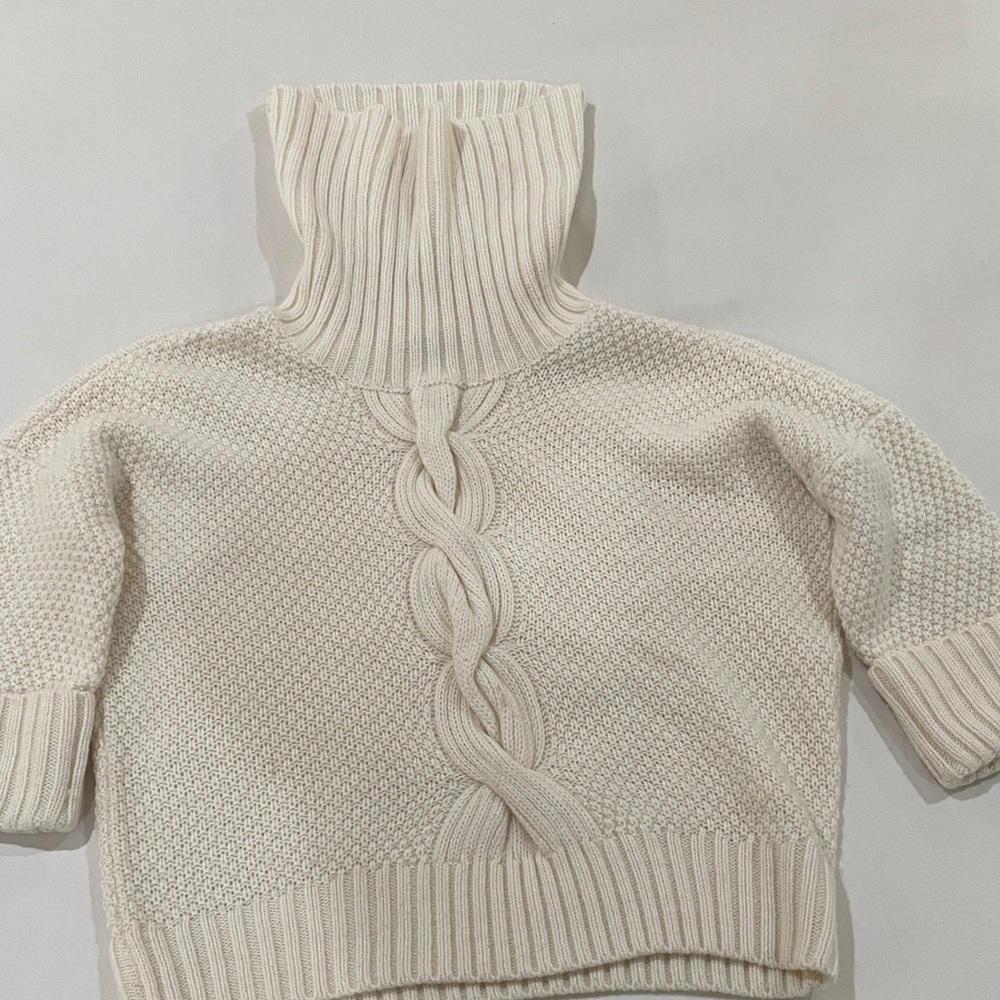 Talbots Cream Cable Knit Turtleneck Sweater